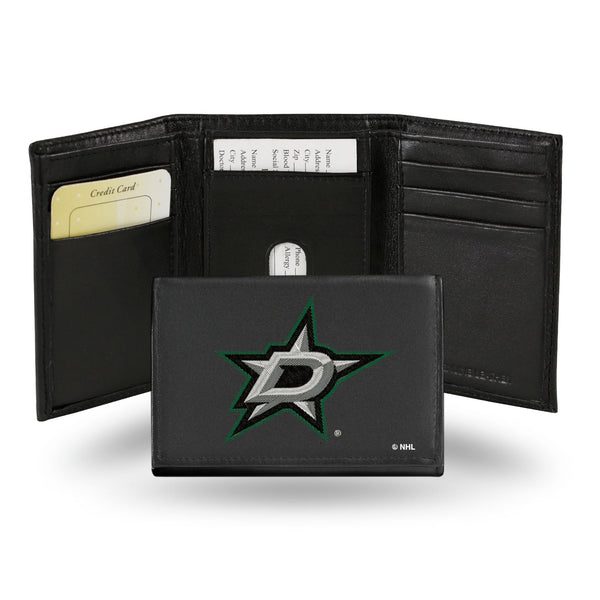 Wholesale NHL Dallas Stars Embroidered Genuine Leather Tri-fold Wallet 3.25" x 4.25" - Slim By Rico Industries