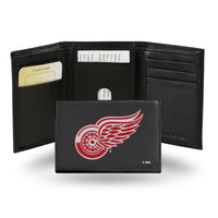 Wholesale NHL Detroit Red Wings Embroidered Genuine Leather Tri-fold Wallet 3.25" x 4.25" - Slim By Rico Industries