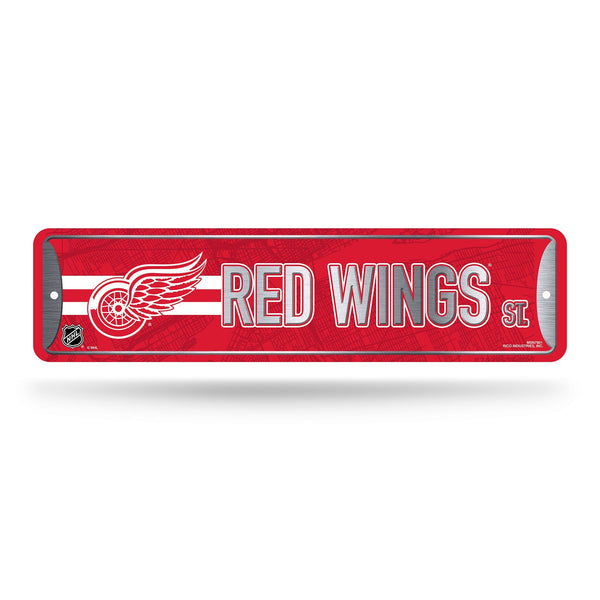 Wholesale NHL Detroit Red Wings Metal Street Sign 4" x 15" Home Décor - Bedroom - Office - Man Cave By Rico Industries