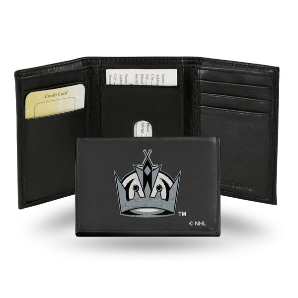 Wholesale NHL Los Angeles Kings Embroidered Genuine Leather Tri-fold Wallet 3.25" x 4.25" - Slim By Rico Industries
