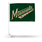 Wholesale NHL Minnesota Wild Double Sided Car Flag - 16" x 19" - Strong Pole that Hooks Onto Car/Truck/Automobile By Rico Industries