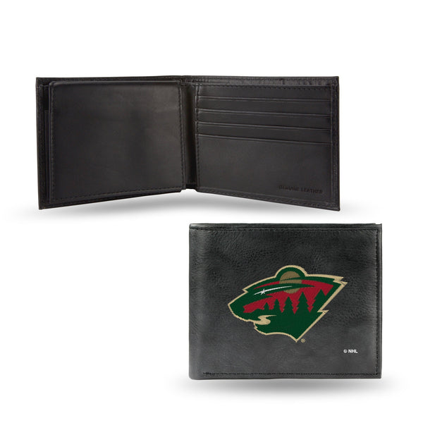 Wholesale NHL Minnesota Wild Embroidered Genuine Leather Billfold Wallet 3.25" x 4.25" - Slim By Rico Industries