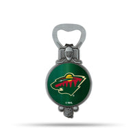 Wholesale NHL Minnesota Wild Magnetic Bottle Opener, Stainless Steel, Strong Magnet to Display on Fridge By Rico Industries