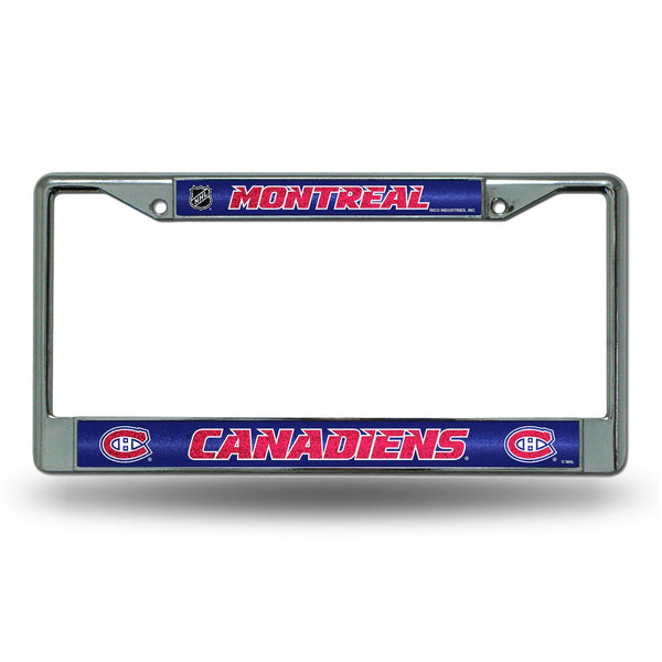 Wholesale NHL Montreal Canadiens 12" x 6" Silver Bling Chrome Car/Truck/SUV Auto Accessory By Rico Industries