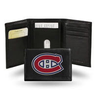 Wholesale NHL Montreal Canadiens Embroidered Genuine Leather Tri-fold Wallet 3.25" x 4.25" - Slim By Rico Industries