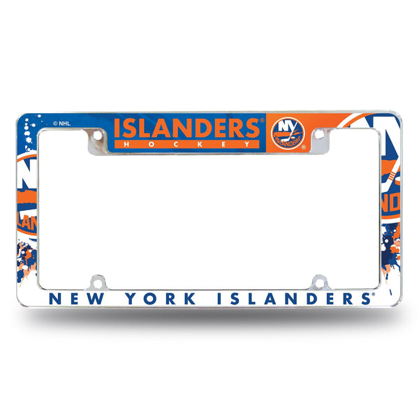 Wholesale NHL New York Islanders 12" x 6" Chrome All Over Automotive License Plate Frame for Car/Truck/SUV By Rico Industries
