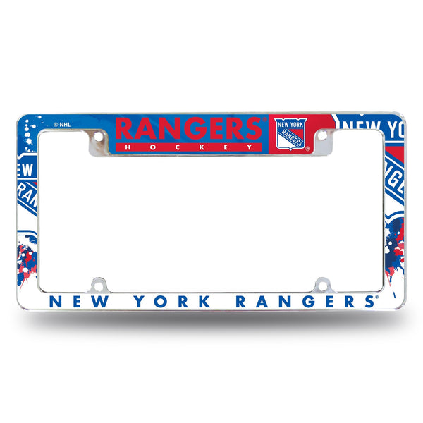 Wholesale NHL New York Rangers 12" x 6" Chrome All Over Automotive License Plate Frame for Car/Truck/SUV By Rico Industries