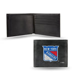 Wholesale NHL New York Rangers Embroidered Genuine Leather Billfold Wallet 3.25" x 4.25" - Slim By Rico Industries