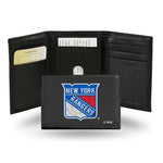 Wholesale NHL New York Rangers Embroidered Genuine Leather Tri-fold Wallet 3.25" x 4.25" - Slim By Rico Industries