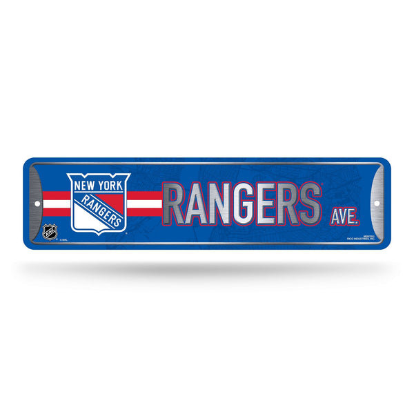 Wholesale NHL New York Rangers Metal Street Sign 4" x 15" Home Décor - Bedroom - Office - Man Cave By Rico Industries