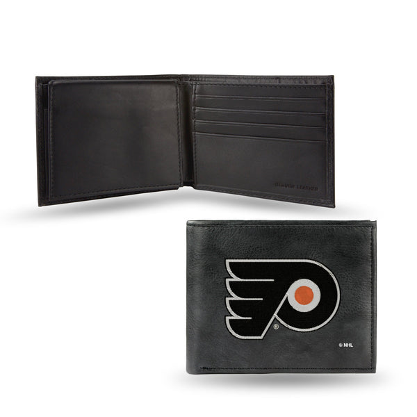 Wholesale NHL Philadelphia Flyers Embroidered Genuine Leather Billfold Wallet 3.25" x 4.25" - Slim By Rico Industries