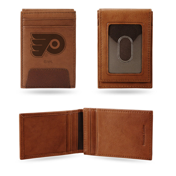 Wholesale NHL Philadelphia Flyers Genuine Leather Front Pocket Wallet - Slim Wallet By Rico Industries