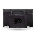Wholesale NHL Philadelphia Flyers Laser Engraved Black Tri-Fold Wallet - Men's Accessory By Rico Industries