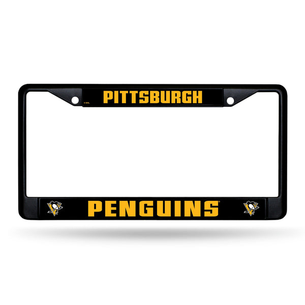 Wholesale NHL Pittsburgh Penguins 12" x 6" Black Metal Car/Truck Frame Automobile Accessory By Rico Industries