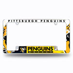 Wholesale NHL Pittsburgh Penguins 12" x 6" Chrome All Over Automotive License Plate Frame for Car/Truck/SUV By Rico Industries
