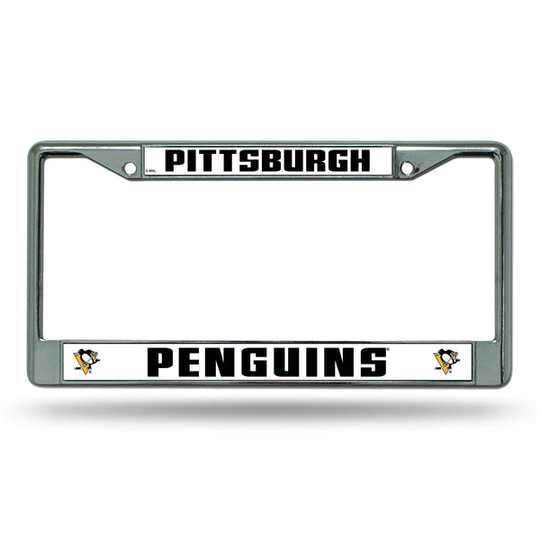 Wholesale NHL Pittsburgh Penguins 12" x 6" Silver Chrome Car/Truck/SUV Auto Accessory By Rico Industries