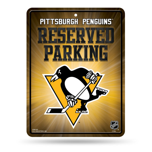 Wholesale NHL Pittsburgh Penguins 8.5" x 11" Metal Parking Sign - Great for Man Cave, Bed Room, Office, Home Décor By Rico Industries