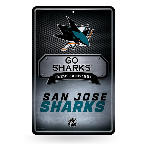 Wholesale NHL San Jose Sharks 11" x 17" Large Metal Home Décor Sign By Rico Industries