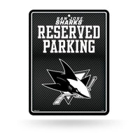 Wholesale NHL San Jose Sharks 8.5" x 11" Carbon Fiber Metal Parking Sign - Great for Man Cave, Bed Room, Office, Home Décor By Rico Industries