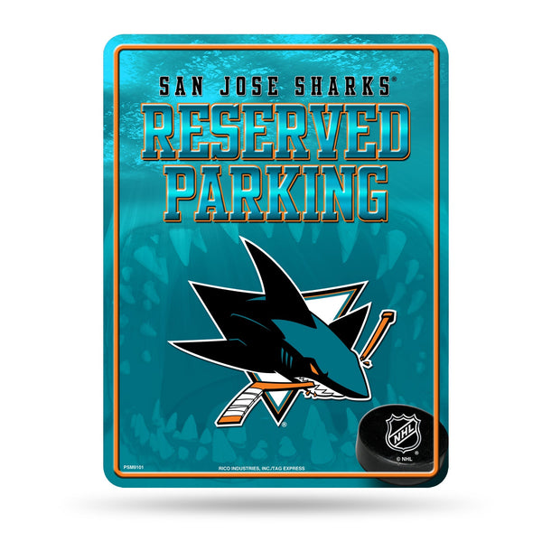 Wholesale NHL San Jose Sharks 8.5" x 11" Metal Parking Sign - Great for Man Cave, Bed Room, Office, Home Décor By Rico Industries