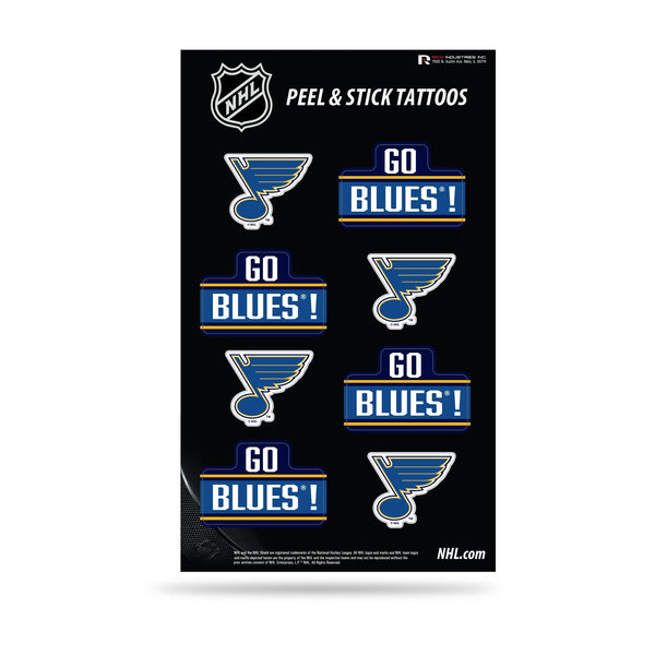 Wholesale NHL St. Louis Blues Peel & Stick Temporary Tattoos - Eye Black - Game Day Approved! By Rico Industries