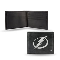 Wholesale NHL Tampa Bay Lightning Embroidered Genuine Leather Billfold Wallet 3.25" x 4.25" - Slim By Rico Industries