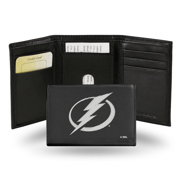 Wholesale NHL Tampa Bay Lightning Embroidered Genuine Leather Tri-fold Wallet 3.25" x 4.25" - Slim By Rico Industries