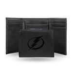 Wholesale NHL Tampa Bay Lightning Laser Engraved Black Tri-Fold Wallet - Men's Accessory By Rico Industries