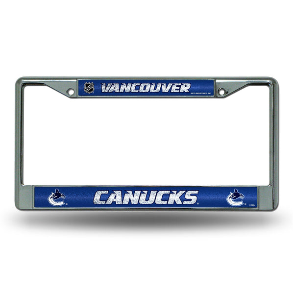 Wholesale NHL Vancouver Canucks 12" x 6" Silver Bling Chrome Car/Truck/SUV Auto Accessory By Rico Industries
