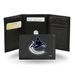 Wholesale NHL Vancouver Canucks Embroidered Genuine Leather Tri-fold Wallet 3.25" x 4.25" - Slim By Rico Industries