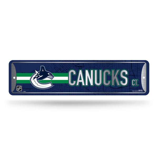 Wholesale NHL Vancouver Canucks Metal Street Sign 4" x 15" Home Décor - Bedroom - Office - Man Cave By Rico Industries