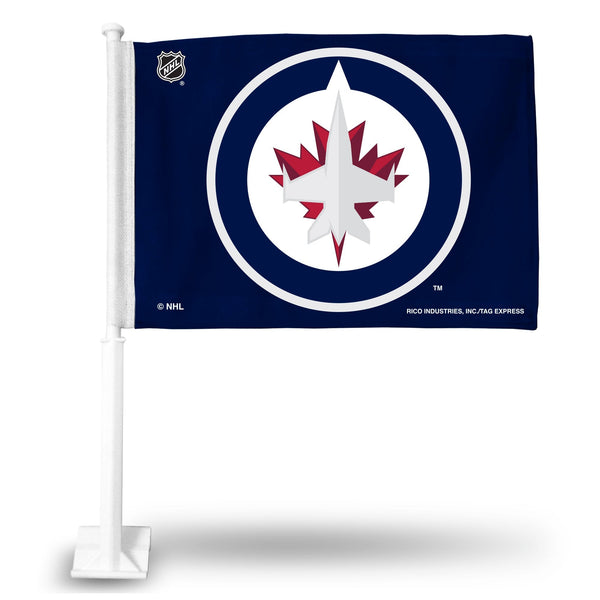 Wholesale NHL Winnipeg Jets Double Sided Car Flag - 16" x 19" - Strong Pole that Hooks Onto Car/Truck/Automobile By Rico Industries