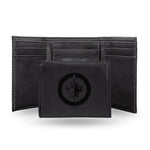 Wholesale NHL Winnipeg Jets Laser Engraved Black Tri-Fold Wallet - Men's Accessory By Rico Industries