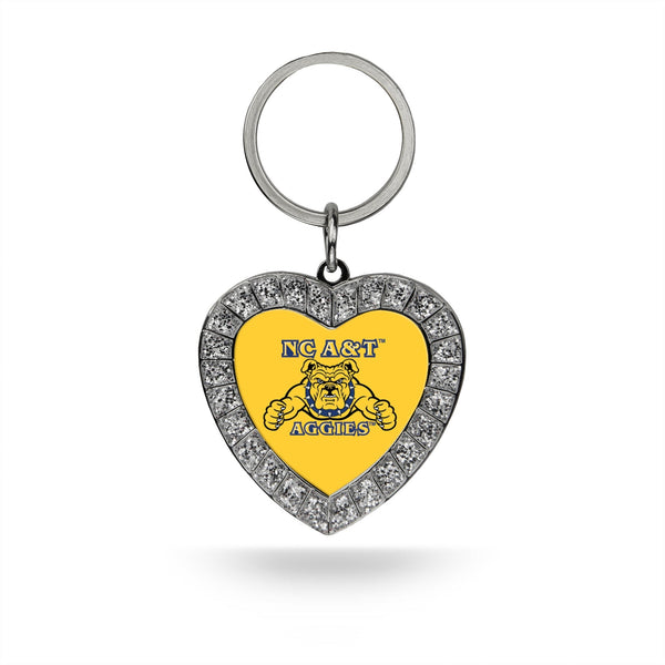 Wholesale North Carolina A&T Rhinestone Heart Key Chain