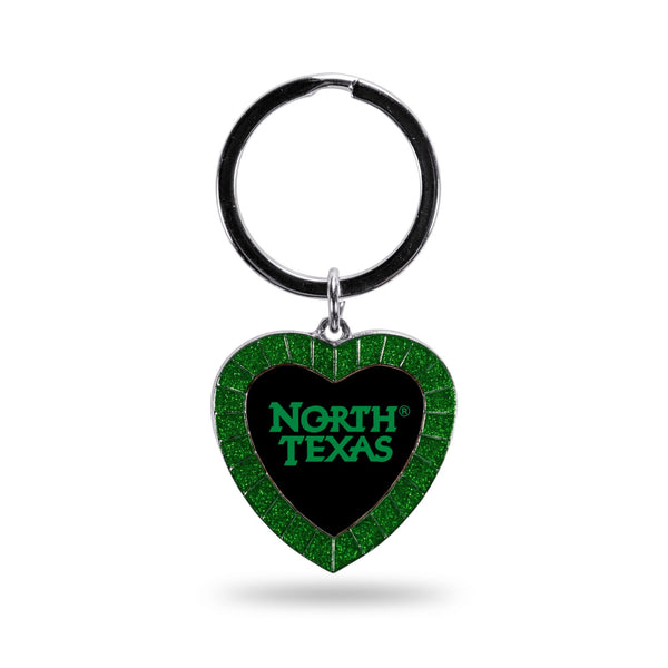 Wholesale North Texas Green Rhinestone Heart Keychain