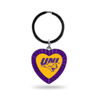 Wholesale Northern Iowa Purple Rhinestone Heart Keychain