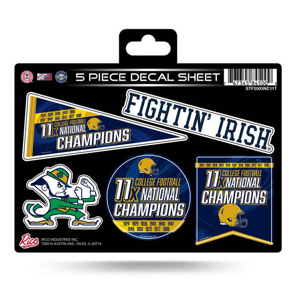 Wholesale Notre Dame 11 Time College Football Champs 5-Pc Decal Sheet