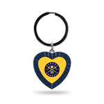 Wholesale Nuggets Colored Rhinestone Heart Keychain - Navy