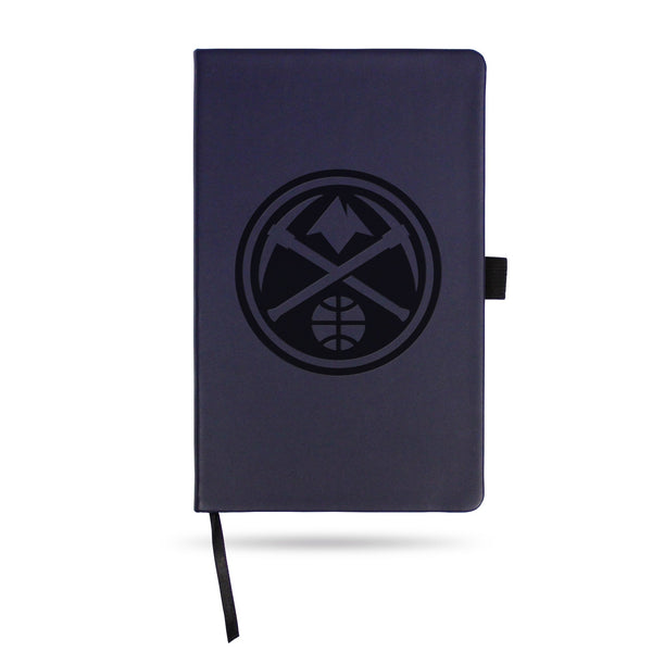 Wholesale Nuggets Team Color Laser Engraved Notepad W/ Elastic Band - Navy