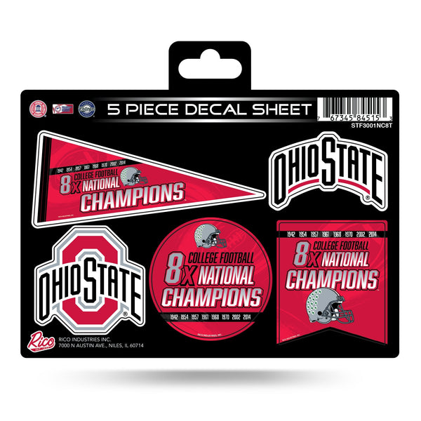 Wholesale Ohio State University 8 Time College Football Champs 5-Pc Decal Sheet