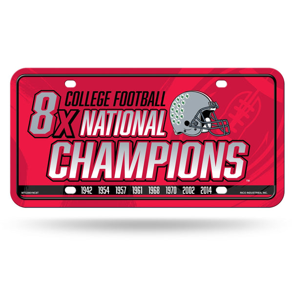 Wholesale Ohio State University 8 Time College Football Champs Metal Auto Tag
