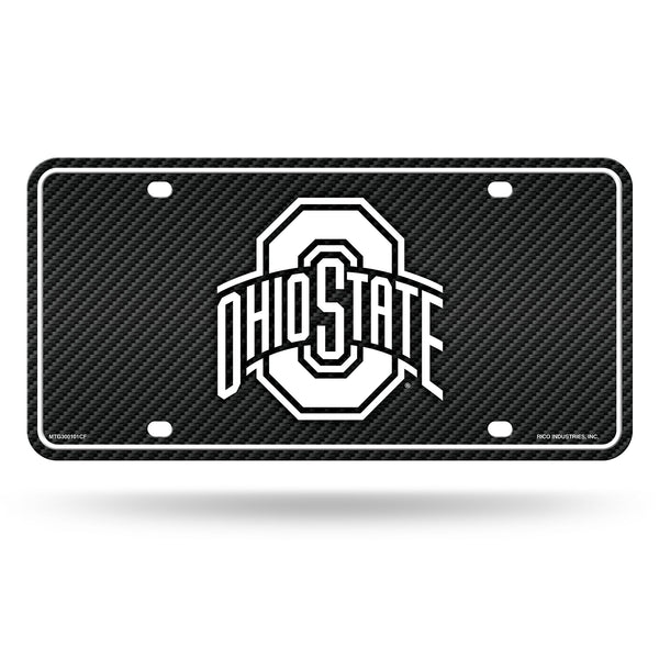 Wholesale Ohio State University - Carbon Fiber Design - Metal Auto Tag