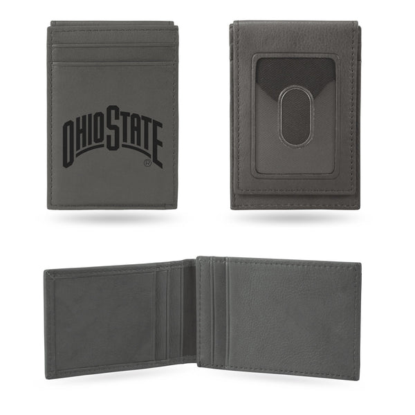 Wholesale Ohio State University Wordmark Laser Engraved Front Pocket Wallet - Gray