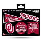 Wholesale Oklahoma University 7 Time College Football Champs 5-Pc Decal Sheet