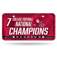 Wholesale Oklahoma University 7 Time College Football Champs Metal Auto Tag