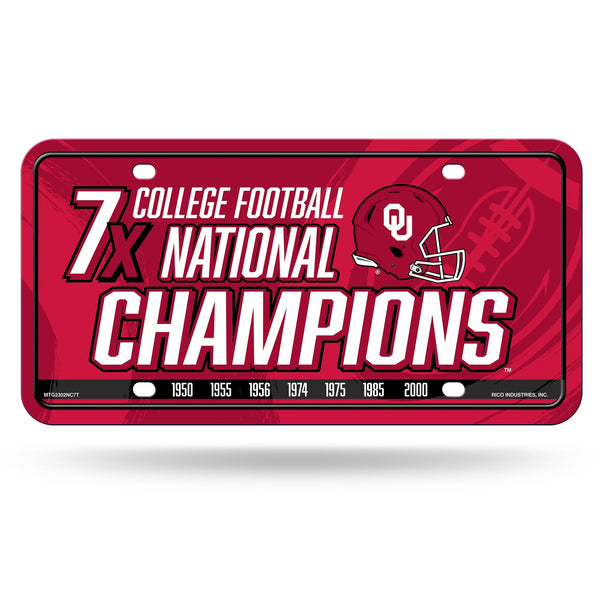 Wholesale Oklahoma University 7 Time College Football Champs Metal Auto Tag