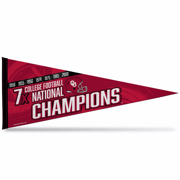 Wholesale Oklahoma University 7 Time College Football Champs Soft Felt Carded Pennant (12X30)