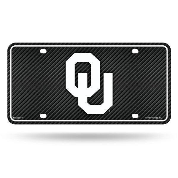 Wholesale Oklahoma University - Carbon Fiber Design - Metal Auto Tag