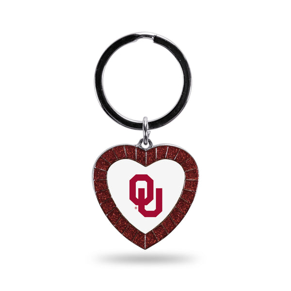 Wholesale Oklahoma University Maroon Rhinestone Heart Keychain