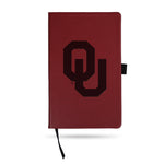 Wholesale Oklahoma University Team Color Laser Engraved Notepad W/ Elastic Band - Maroon